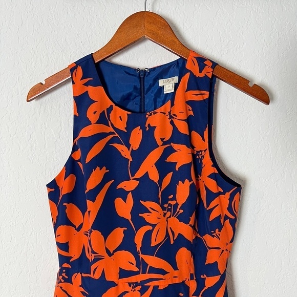 J. CREW Blue and Orange Floral Flare Dress - Picture 3 of 9